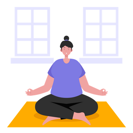 Mujer haciendo meditación  Ilustración