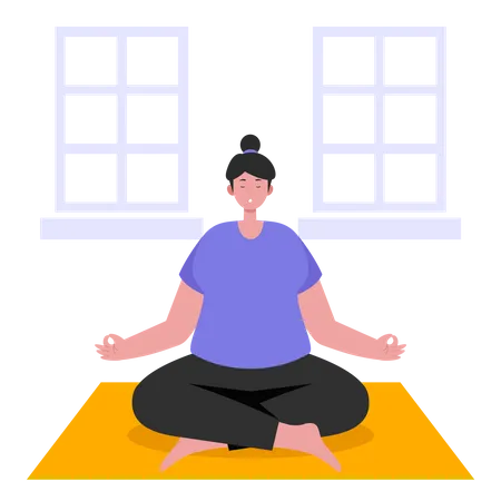 Mujer haciendo meditación  Ilustración