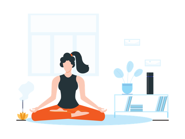 Mujer haciendo meditación  Ilustración