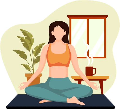 Mujer haciendo meditación  Ilustración