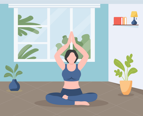 Mujer haciendo meditación  Ilustración