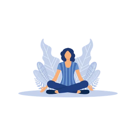 Mujer haciendo meditación  Ilustración