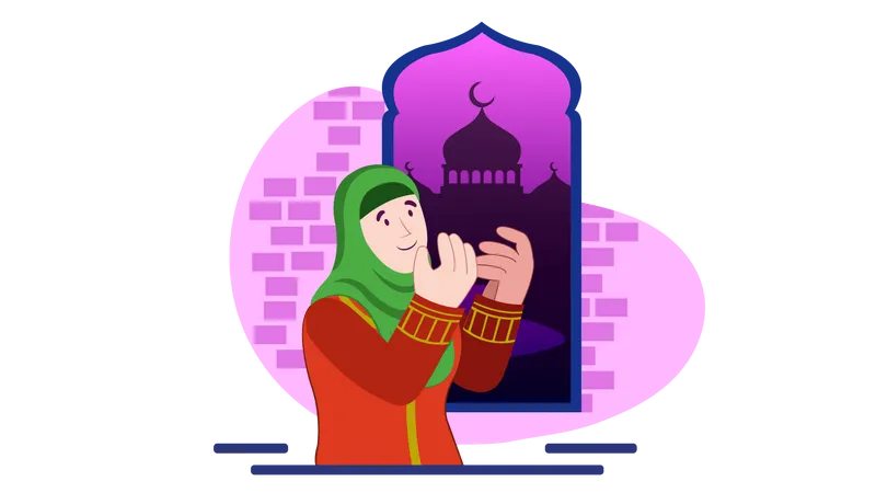 Mujer haciendo la oración del Eid  Ilustración