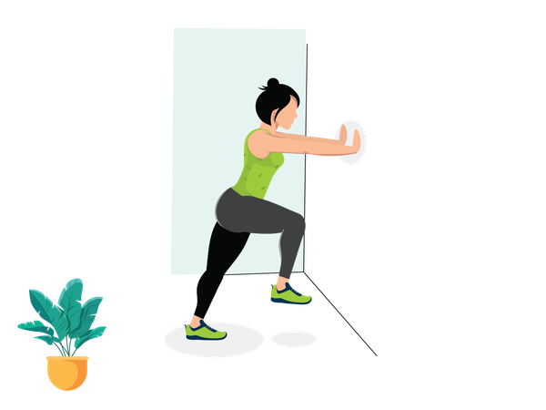 Mujer haciendo Wall Mountain Climbers  Illustration