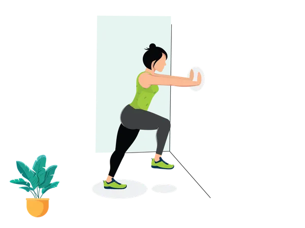 Mujer haciendo Wall Mountain Climbers  Illustration