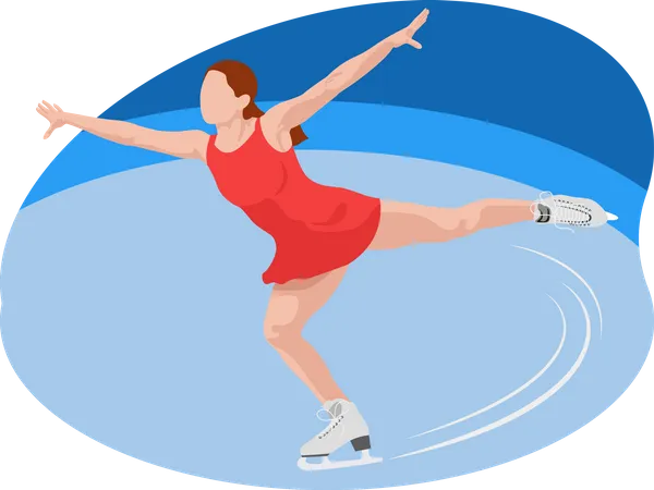 Mujer haciendo patinaje artístico  Ilustración