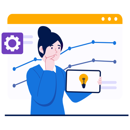 Mujer haciendo pensamiento estratégico  Ilustración