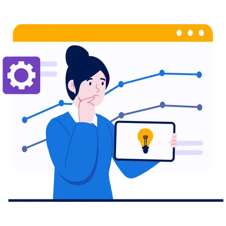 Mujer haciendo pensamiento estratégico  Ilustración