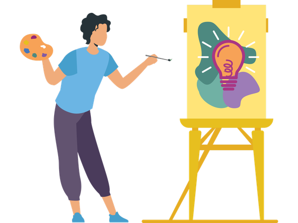 Mujer haciendo pintura a mano  Ilustración
