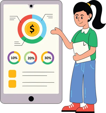 Mujer haciendo planificación financiera  Ilustración