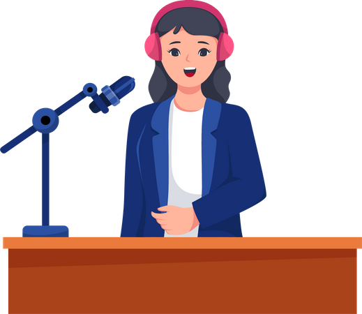 Mujer haciendo Podcast  Ilustración