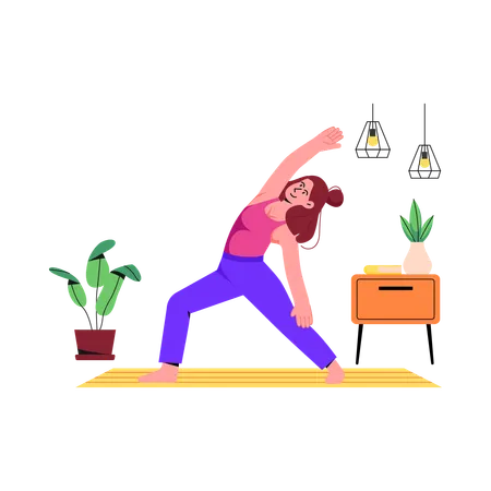 Mujer haciendo pose de flexibilidad  Ilustración