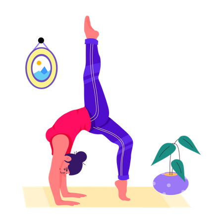 Mujer haciendo pose de flexibilidad  Ilustración