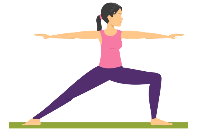 Mujer haciendo pose de yoga guerrero  Ilustración