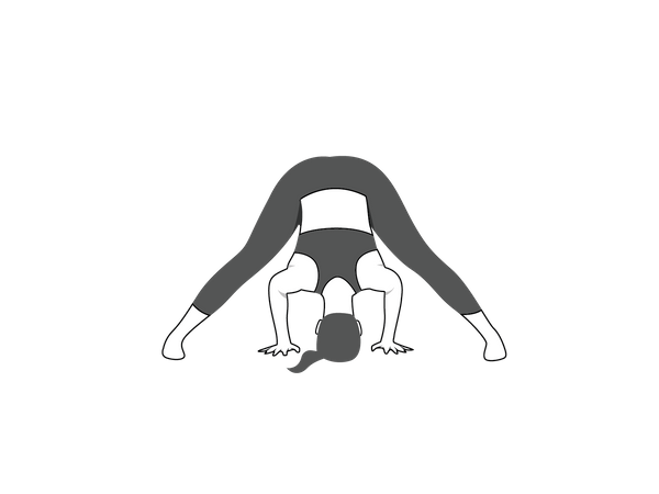 Mujer haciendo Prasarita Padottanasana  Ilustración