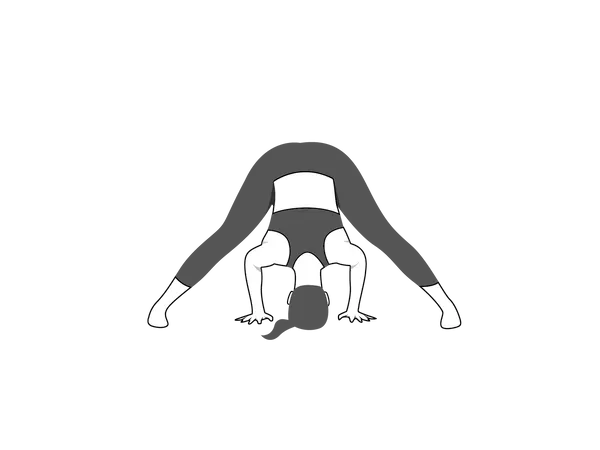 Mujer haciendo Prasarita Padottanasana  Ilustración