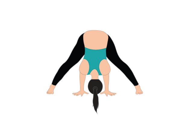 Mujer haciendo Prasarita Padottanasana  Ilustración