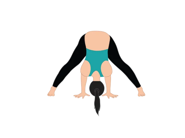 Mujer haciendo Prasarita Padottanasana  Ilustración