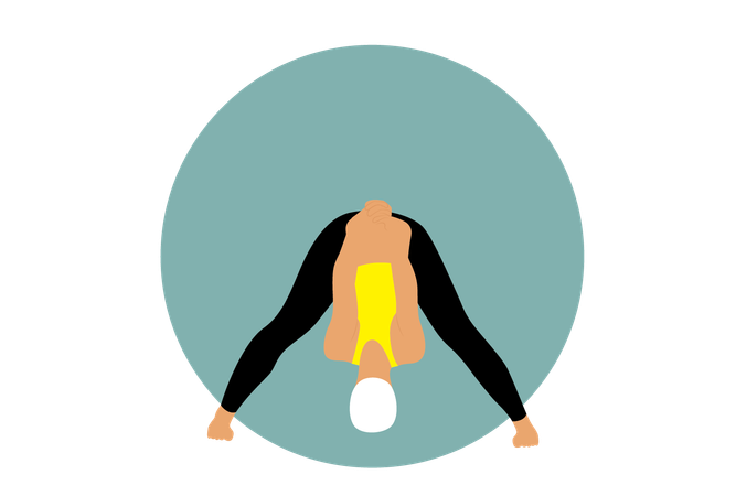 Mujer haciendo Prasarita Padottanasana  Ilustración