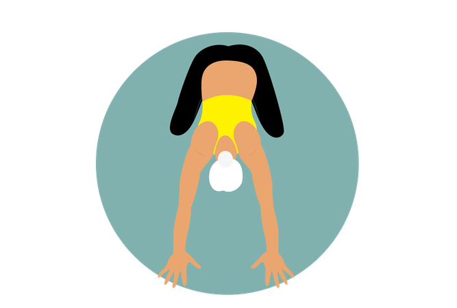 Mujer haciendo Prasarita Padottanasana  Ilustración