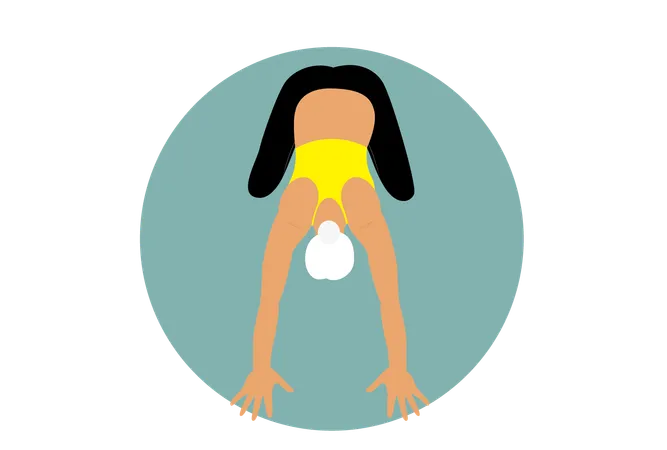 Mujer haciendo Prasarita Padottanasana  Ilustración