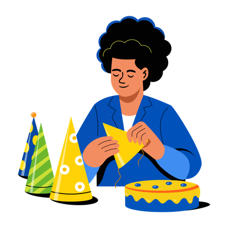 Mujer haciendo preparativos para su cumpleaños  Illustration