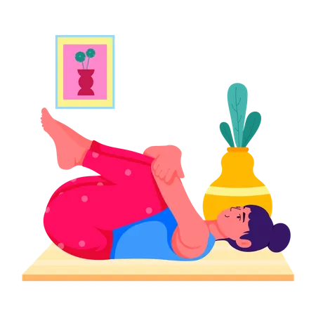 Mujer haciendo rodilla al pecho  Ilustración