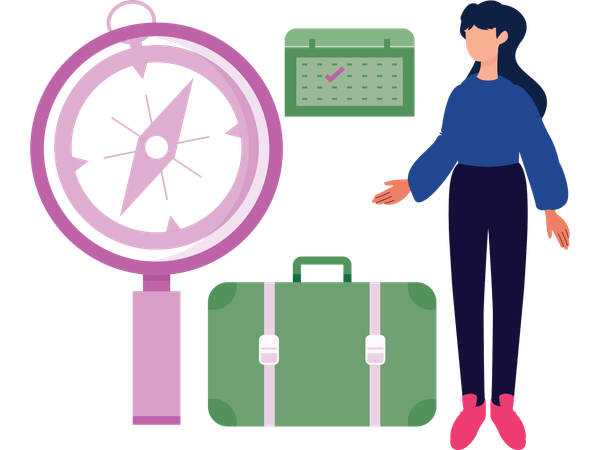 Mujer haciendo seguimiento de viajes  Ilustración