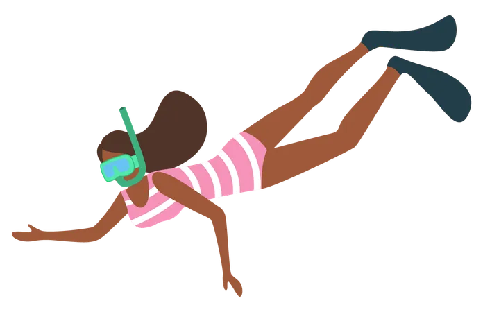 Mujer haciendo snorkel  Ilustración