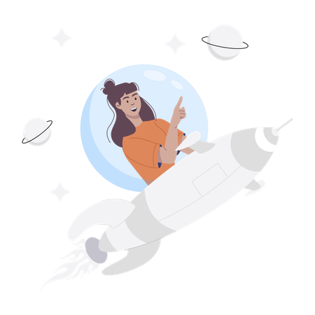 Mujer haciendo startup  Ilustración