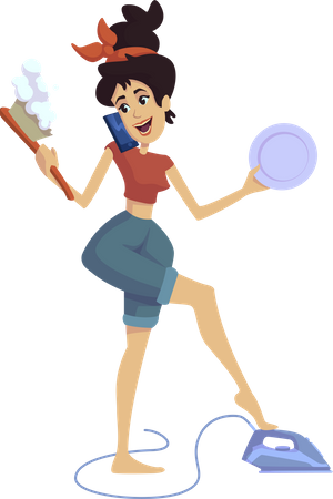 Mujer haciendo tareas domésticas  Illustration