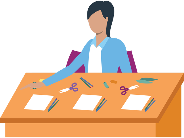 Mujer elaborando tarjetas  Ilustración