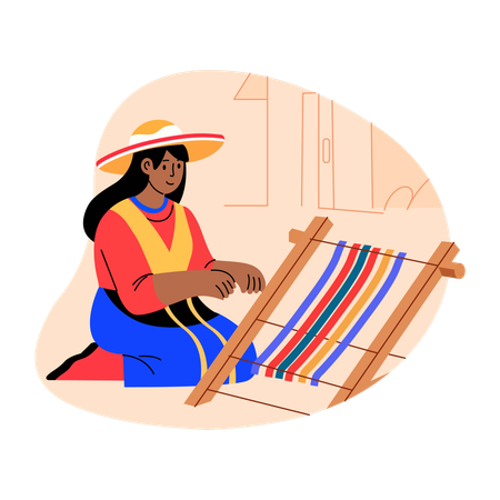 Mujer realizando labores de bordado  Illustration