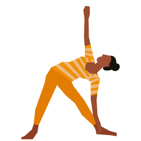 Mujer haciendo postura de yoga triangular  Ilustración