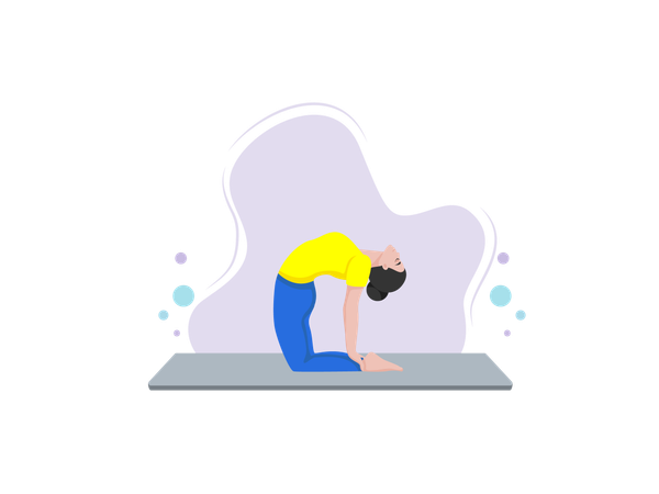 Mujer haciendo ustrasana asan  Ilustración