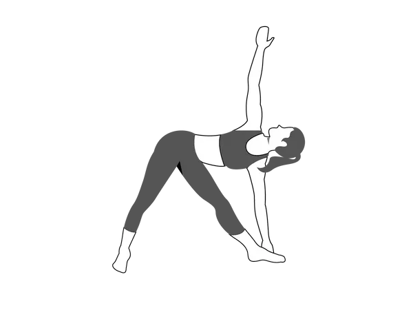 Mujer haciendo Utthita Trikonasana  Ilustración