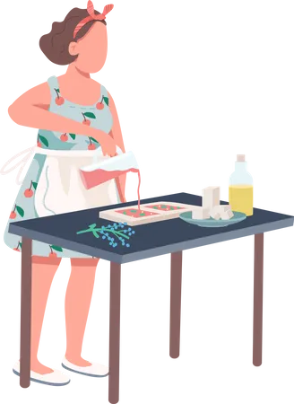 Mujer haciendo velas de aromaterapia  Ilustración