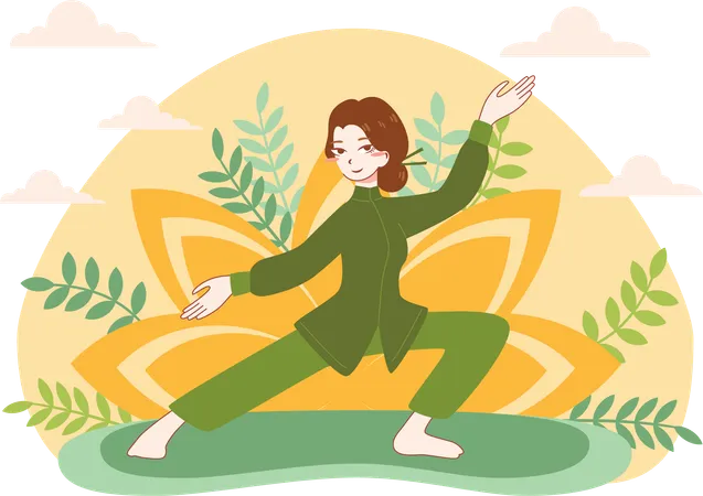 Mujer haciendo yoga  Ilustración