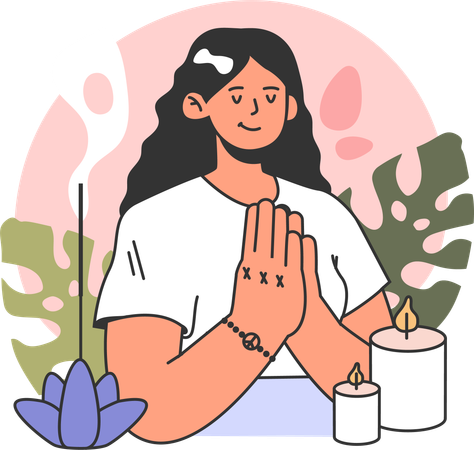 Mujer haciendo yoga  Ilustración