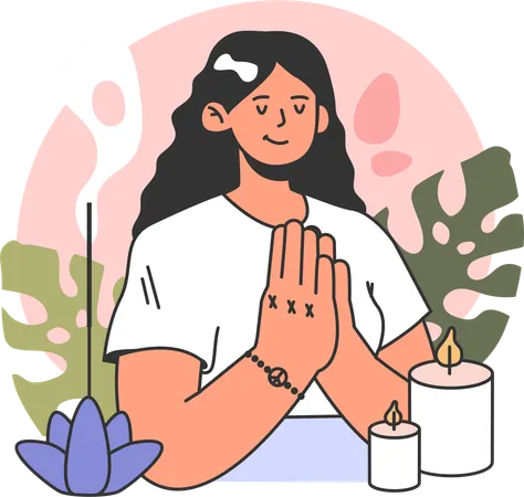 Mujer haciendo yoga  Ilustración