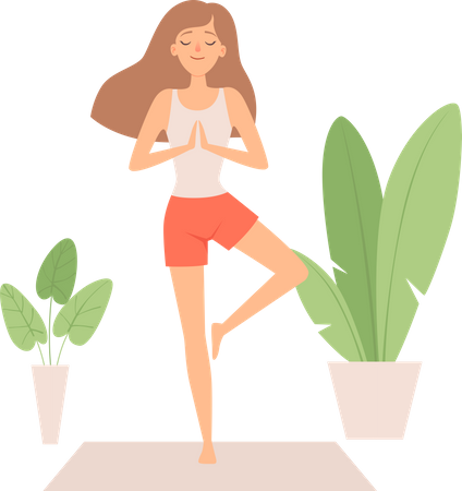 Mujer haciendo yoga  Ilustración