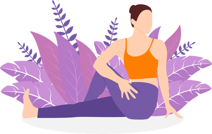 Mujer haciendo yoga  Ilustración