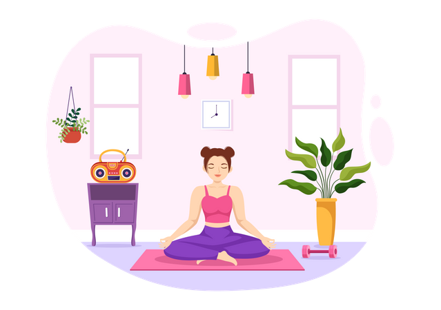 Mujer haciendo yoga  Ilustración