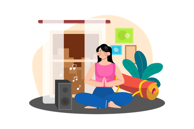 Mujer haciendo yoga  Ilustración