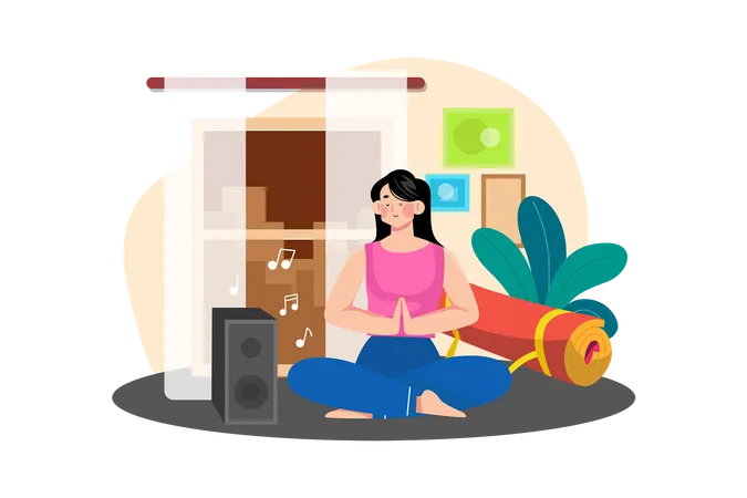 Mujer haciendo yoga  Ilustración