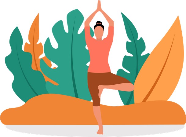 Mujer haciendo yoga  Ilustración