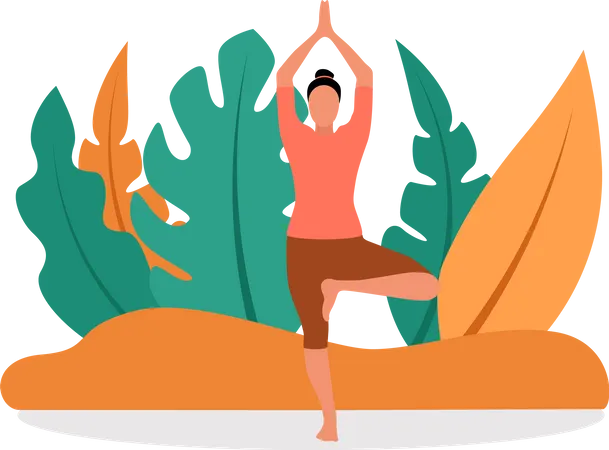 Mujer haciendo yoga  Ilustración