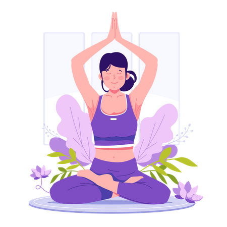 Mujer haciendo yoga  Ilustración
