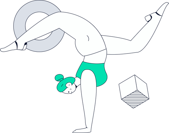 Mujer haciendo yoga haciendo parada de manos  Ilustración