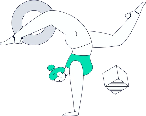 Mujer haciendo yoga haciendo parada de manos  Ilustración